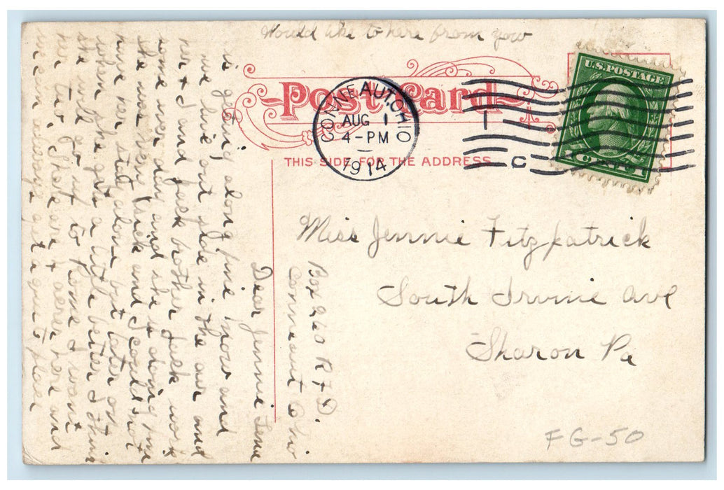 1914 A Pretty Scene Near Conneaut River Scene Ohio OH Posted Vintage Postcard