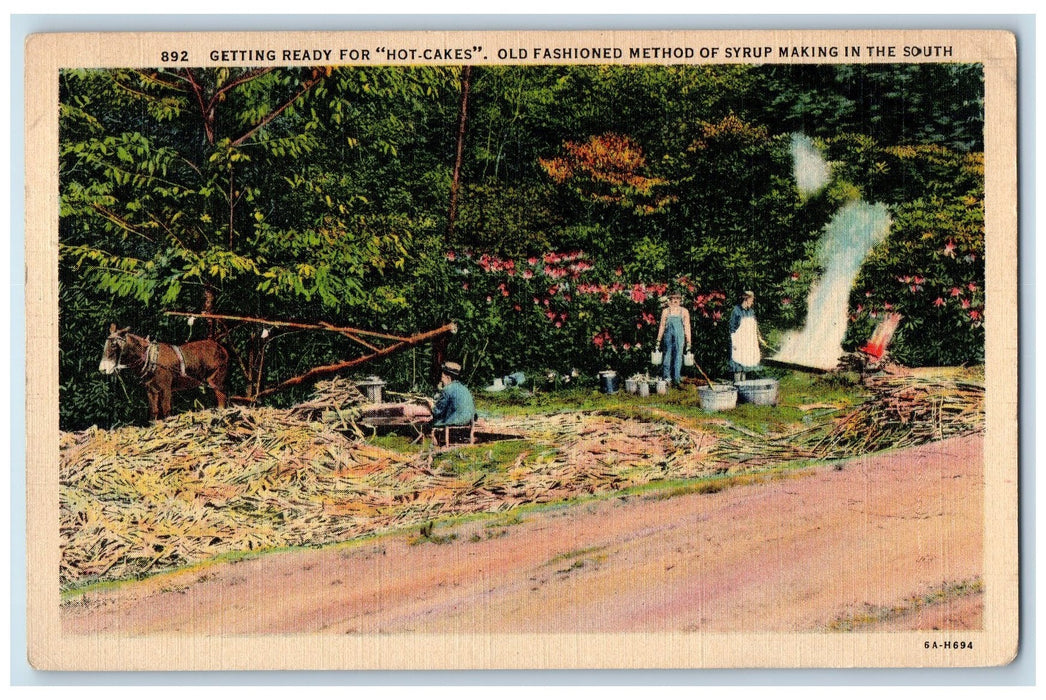 1941 Getting Ready For Hot Cakes Old Method Syrup Elizabeth NC Posted Postcard