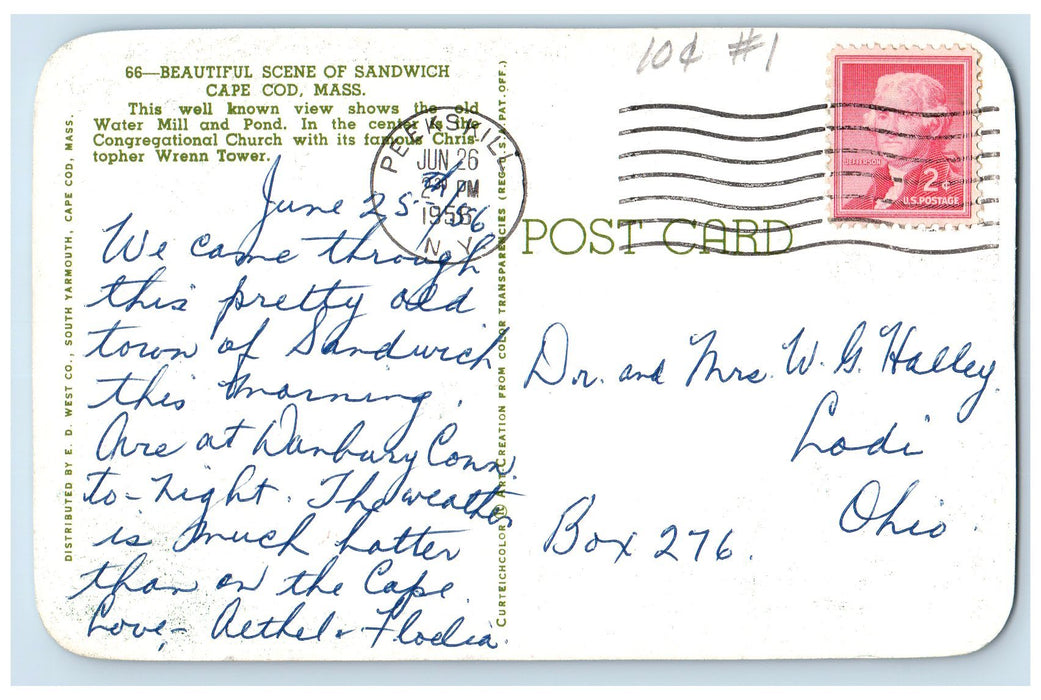 1956 Scene Of Sandwich Lake Creek Pond Houses Cape Cod Massachusetts MA Postcard