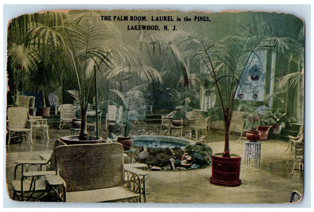 1911 The Palm Room Laurel In The Pines Lakewood New Jersey NJ Posted Postcard