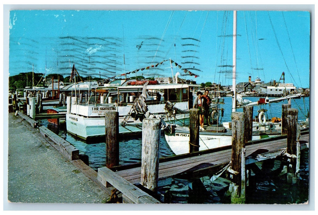 1961 Excursion Boats In Hyannis Harbor Cape Cod Massachusetts Posted Postcard