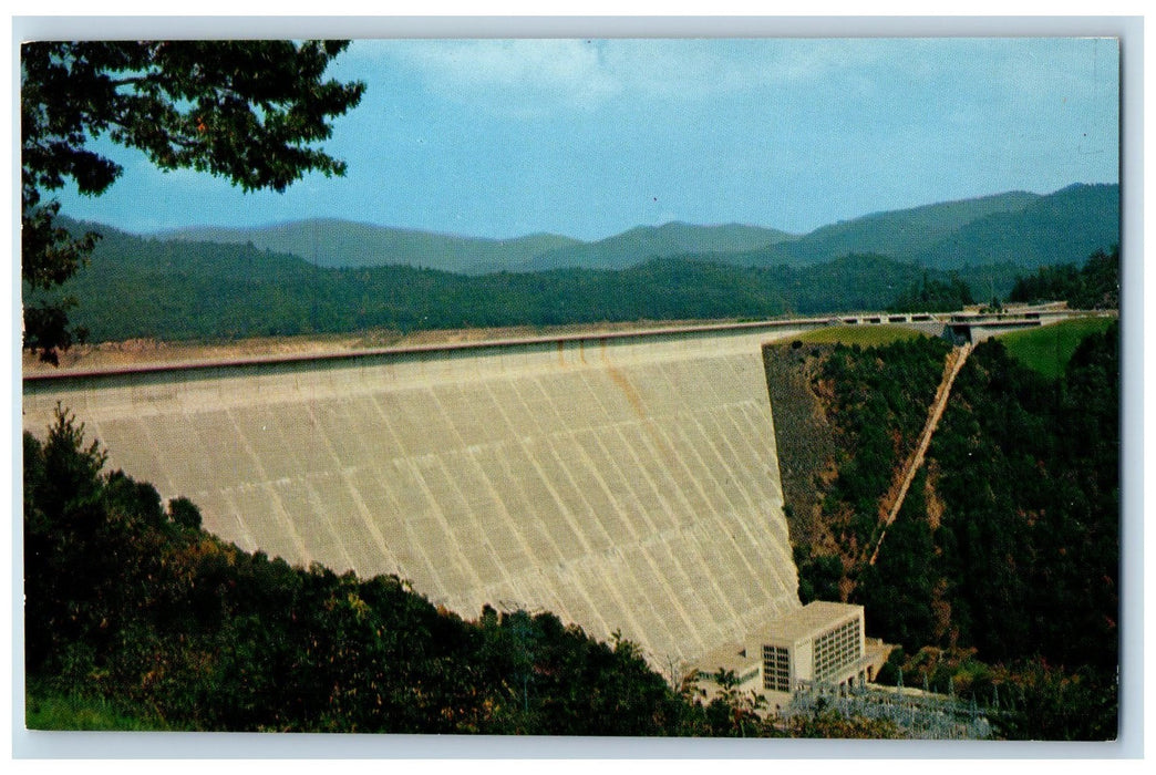 c1950's Fontana Dam Powerhouse Building View Mountain North Carolina NC Postcard