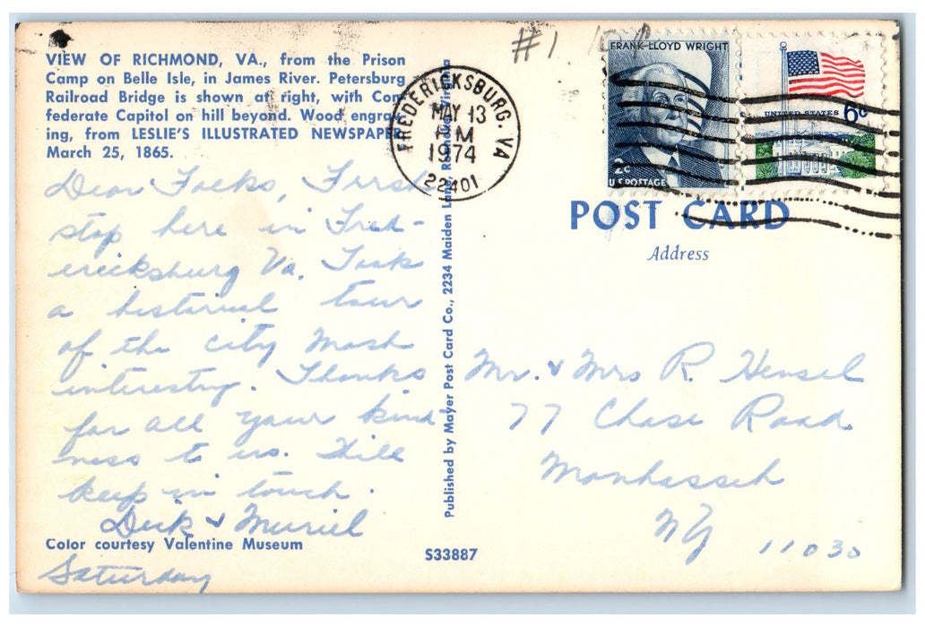 1974 View Of Richmond Prison Camp Belle Isle Canyon Military Officer VA Postcard