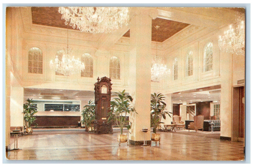 c1950's Lobby Of Monteleone Hotel Restaurant Chandelier New Orleans LA Postcard