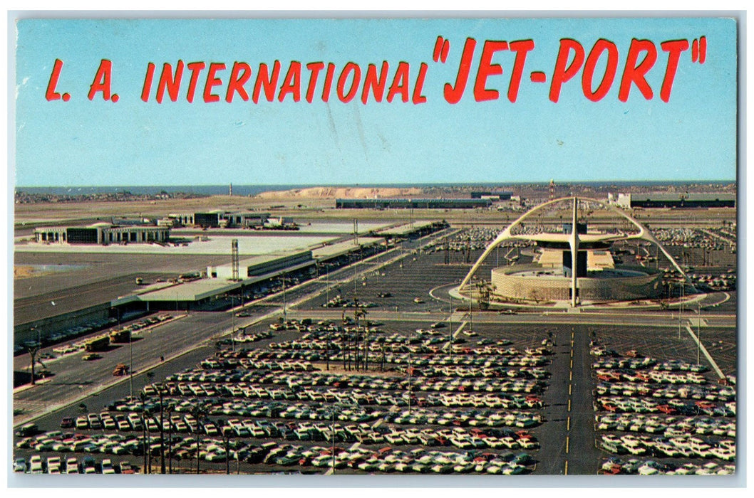 c1960's Los Angeles International Airport Jet-Port Aerial View Scene CA Postcard