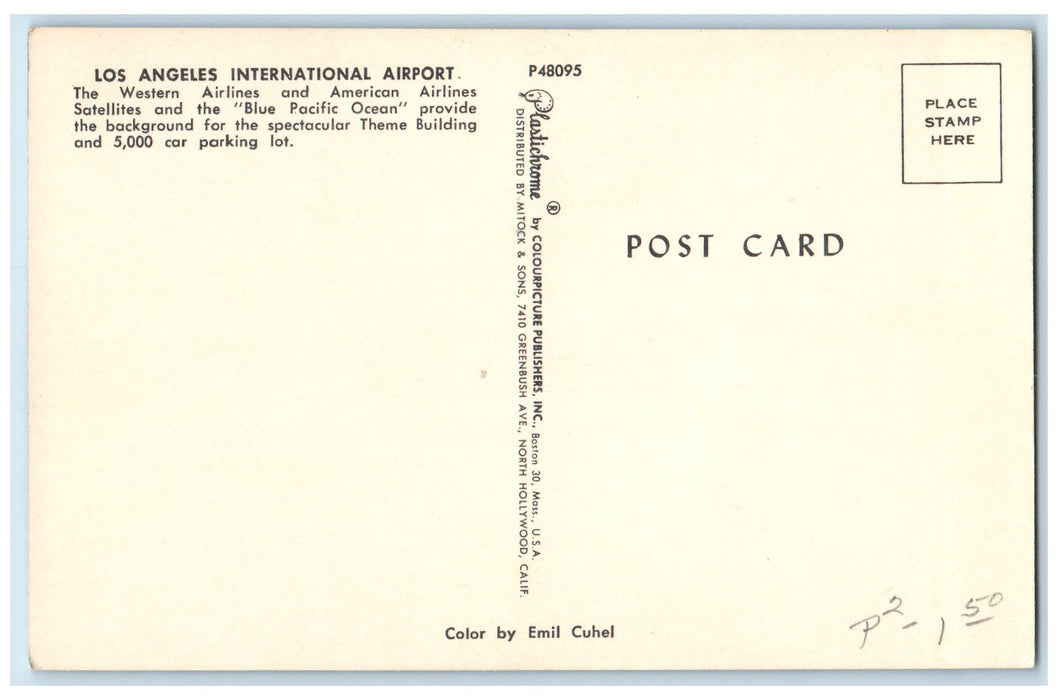 c1960's Los Angeles International Airport Jet-Port Aerial View Scene CA Postcard