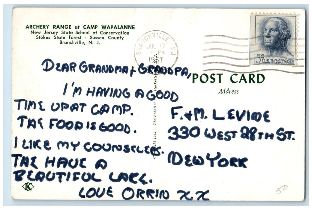1967 Archery Range At Camp Wapalanne Branchville New Jersey NJ Posted Postcard