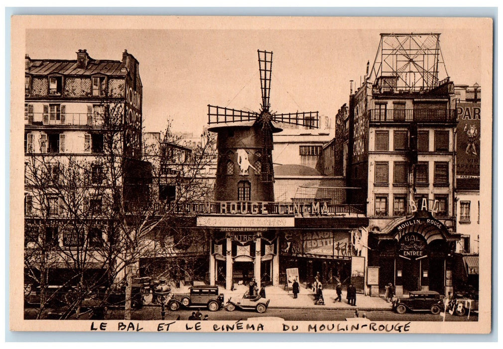 c1910's Le Bal Et Le Cinema Du Moulin Rouge Scene Paris France Unposted Postcard