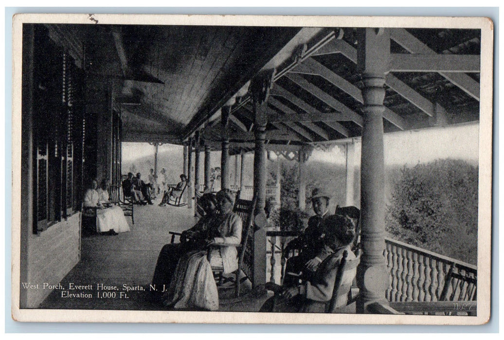 c1920's West Porch Everett House View Tourist Rocking Chair Sparta NJ Postcard