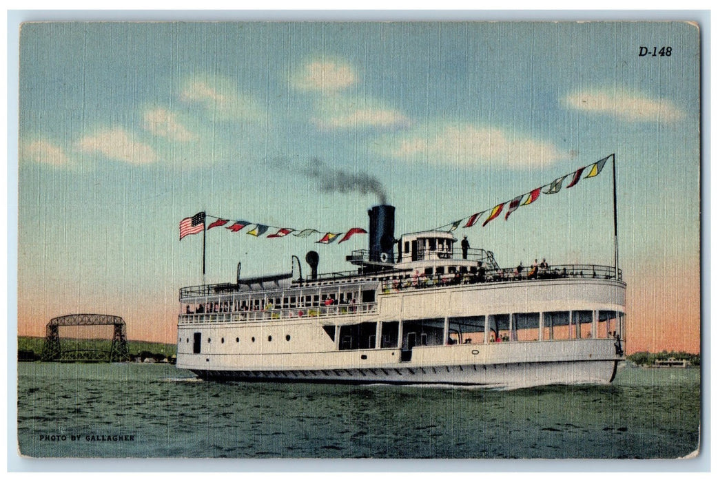 c1940s D-148 The Steamship Wayne Duluth Superior Harbor Minnesota MN Postcard