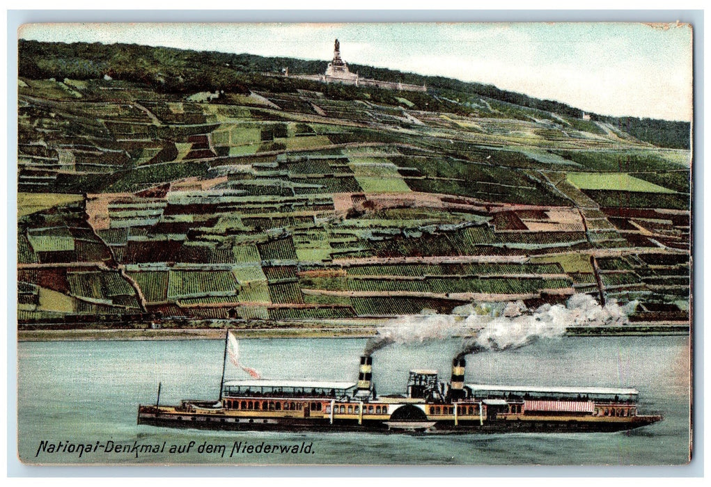 c1910's National Denkmal Auf Dem Niederwald Germany Unposted Steamboat Postcard