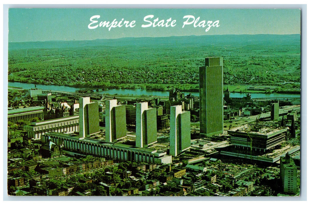 c1950's Empire State Plaza Aerial View Lake Building Albany New York NY Postcard