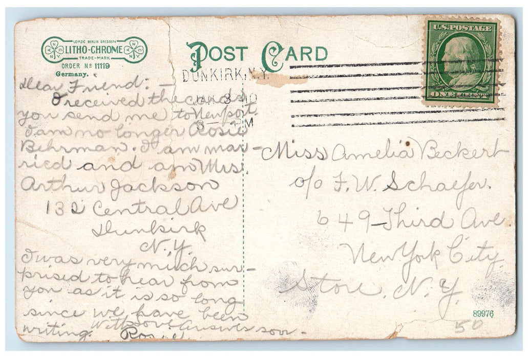 1911 Boating On Chautauqua Lake New York NY Posted Vintage Man On Boat Postcard