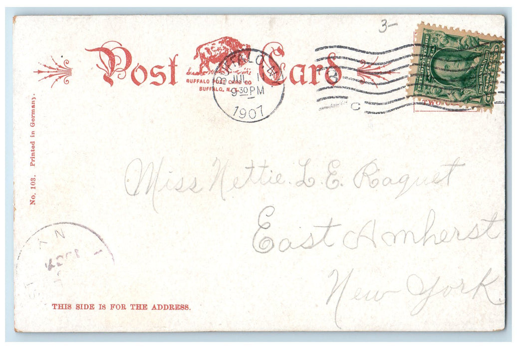 1907 Main Street Court St. Showing German Insurance Building Buffalo NY Postcard