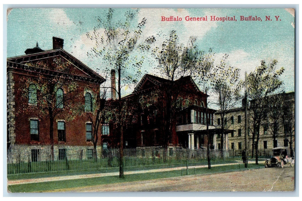1910 Buffalo General Hospital Exterior Scene Buffalo New York NY Posted Postcard