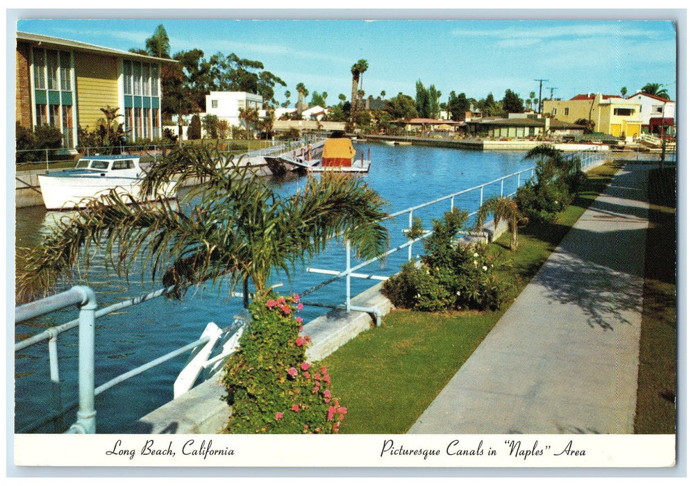 c1960's Picturesque Canals Naples Area Scene Long Beach California CA Postcard