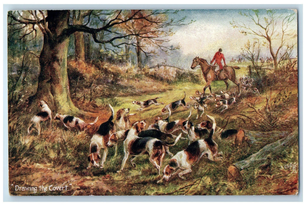 1909 Drawing The Covert Dogs Scene Goodrich New York NY Posted Tuck's Postcard