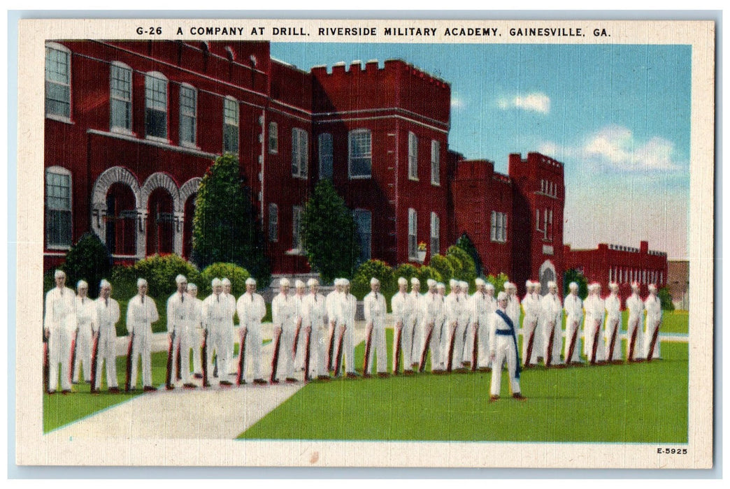 c1950's Company Drill Riverside Military Academy Gainesville Georgia GA Postcard