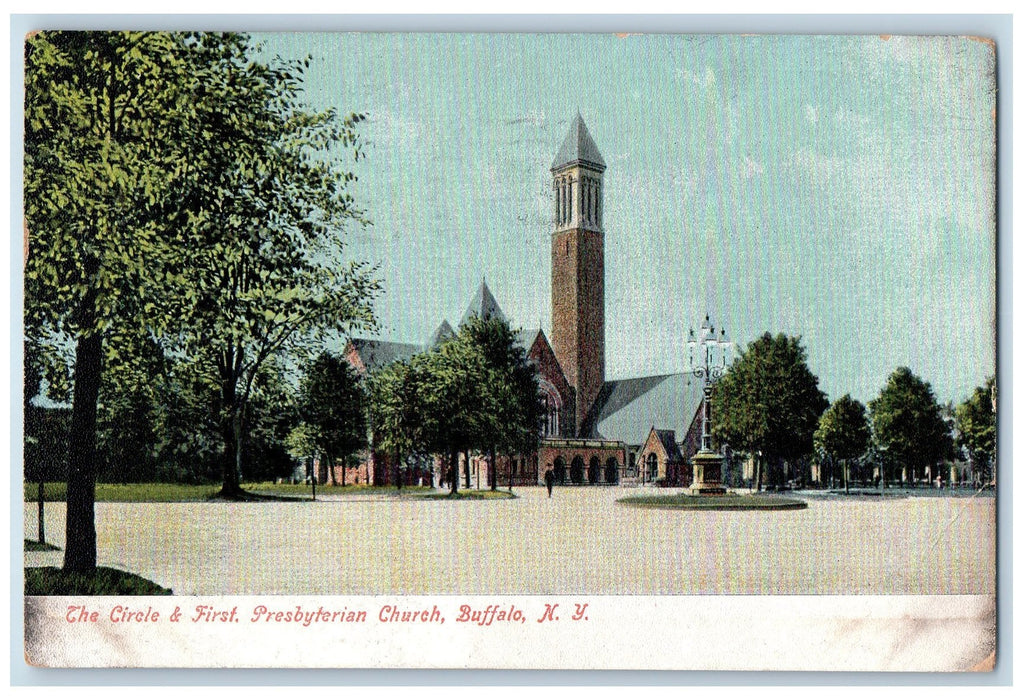 1911 The Circle & First Presbyterian Church Buffalo New York NY Posted Postcard