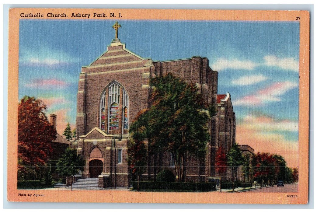 c1940's Catholic Church Asbury Park New Jersey NJ Unposted Vintage Postcard