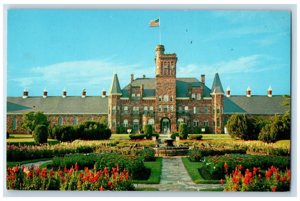 c1950 State House Correction Branch Prison Landscape Flag Marquette MI Postcard