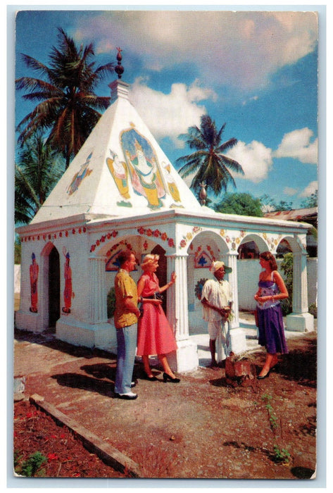 c1960's Hindu Temples Attractions Port Of Spain Trinidad Airlines Ad Postcard