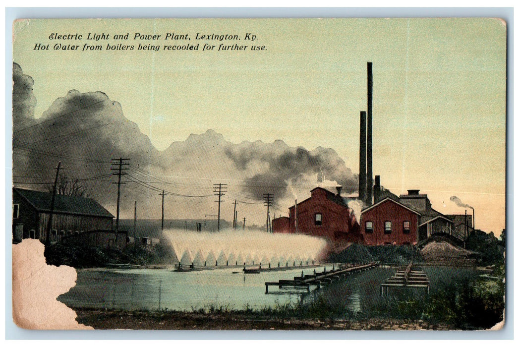 c1950's Electric Light Power Plant Lake Geothermal Plant Lexington KY Postcard