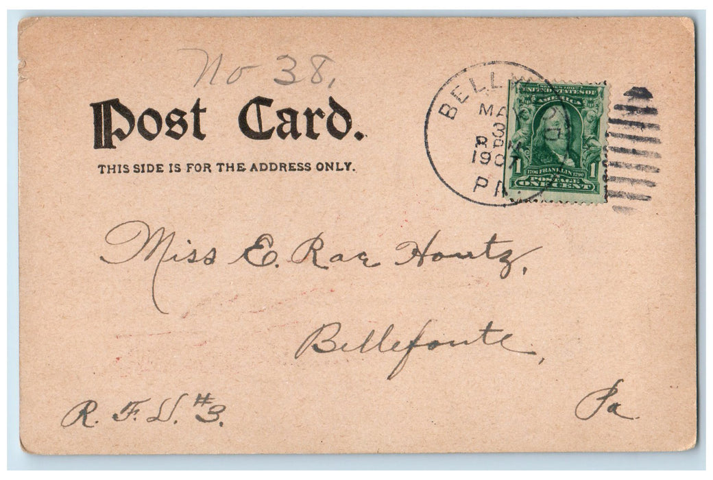 1907 To Catch Me Drop A Line At Bellwood Pennsylvania PA Posted Fishing Postcard