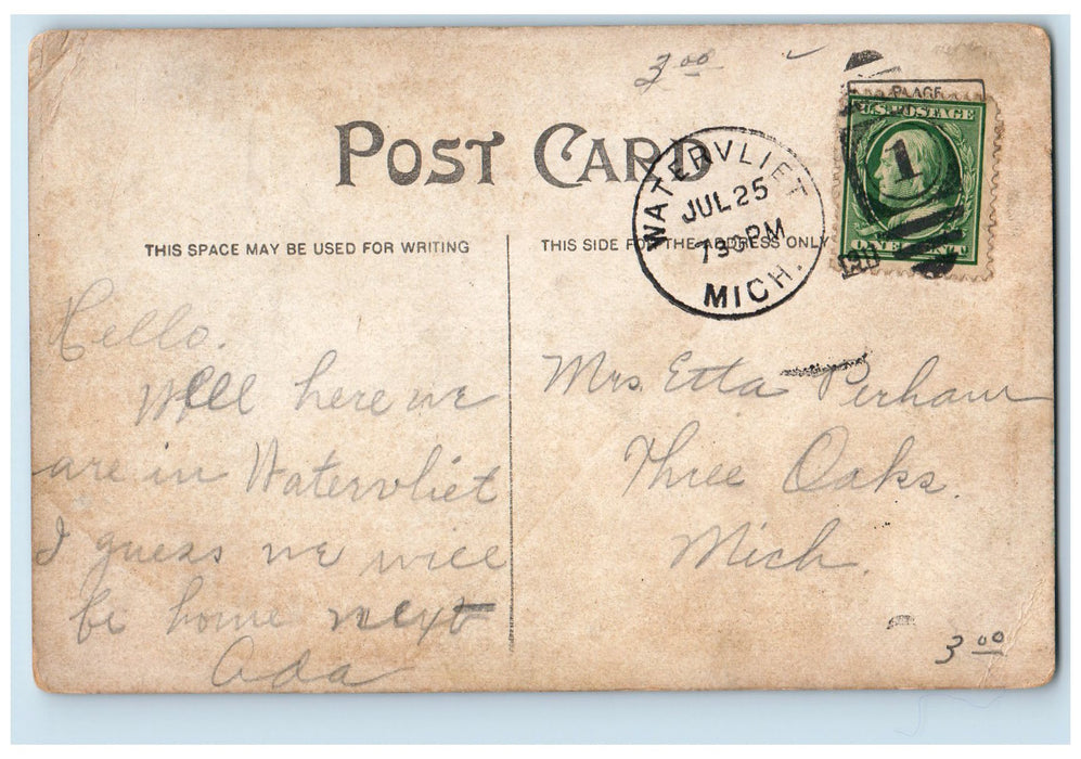 1911 Paper Mill Building View Lake Pond Smokestacks Tank Watervliet MI Postcard