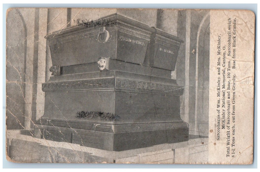 1908 Sarcophagus Mr Mckinley & Mrs McKinley National Memorial Canton OH Postcard