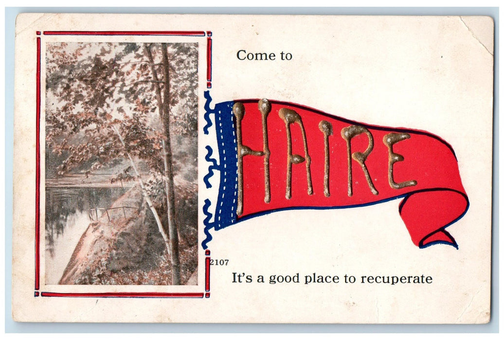 1918 Come To Haire It's A Good Place To Recuperate Manton MI Posted Postcard