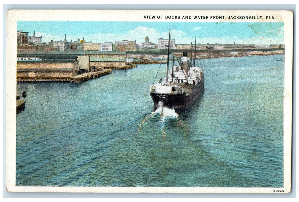 c1920's View Of Docks And Water Front Jacksonville Florida FL Unposted Postcard