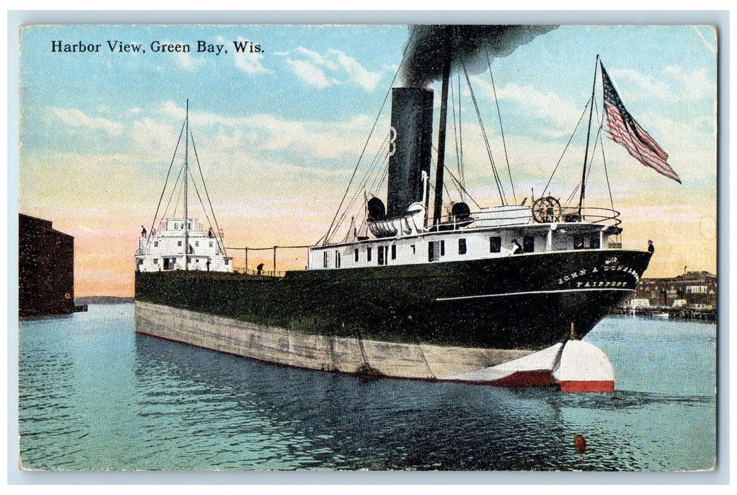 c1910's Harbor View Steamship Green Bay Wisconsin WI Unposted Vintage Postcard