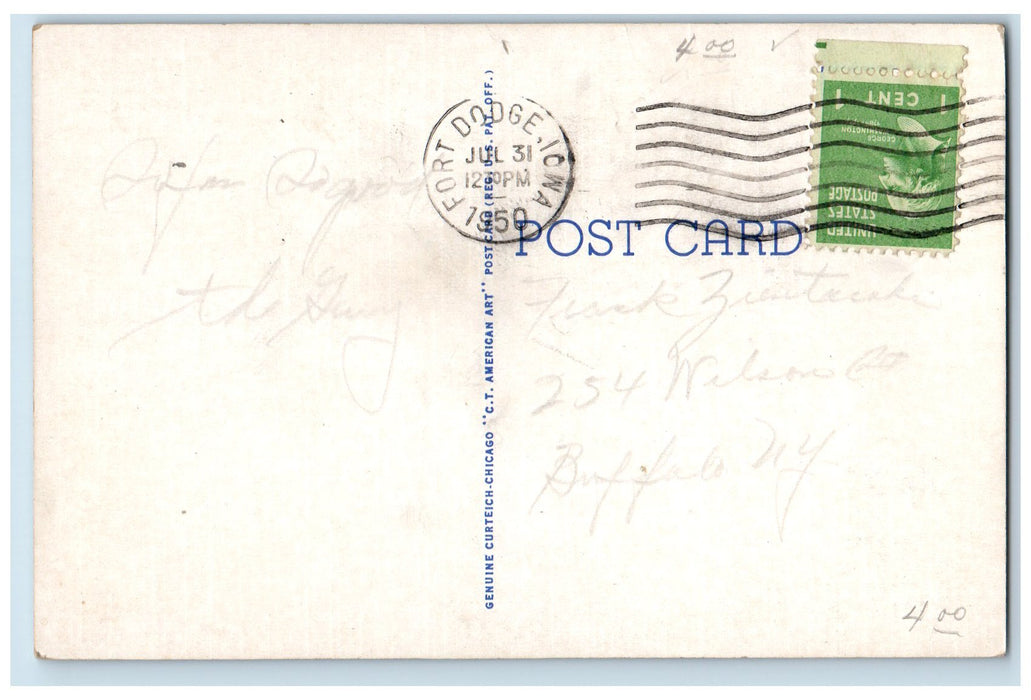 1950 Air View United States Gypsum Co. Mill Building Fort Dodge Iowa IA Postcard