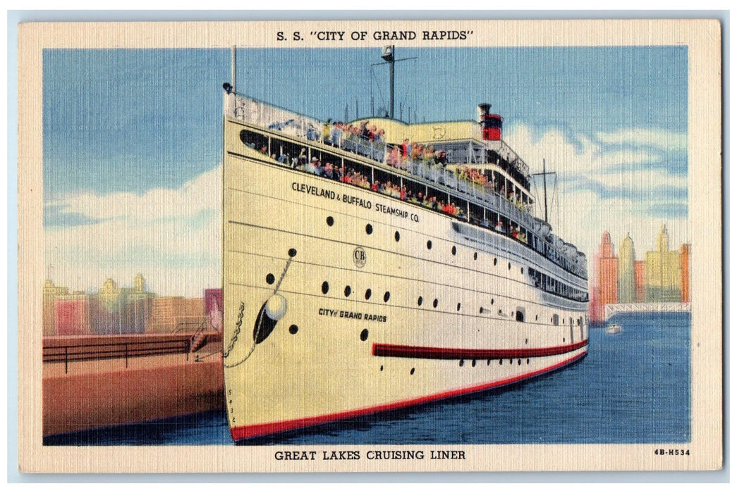 c1940's SS City Of Grand Rapids Great Lakes Cruising Liner Michigan MI Postcard