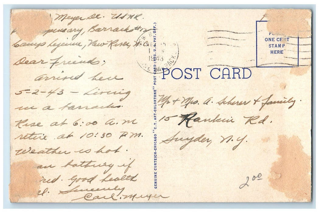1943 Barrage Balloons Camp Le Jeune Marine Base New River Airship NC Postcard
