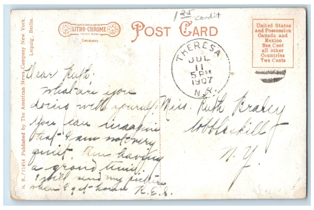 1907 Indian River Landing Theresa New York NY Postcard Vintage Canoeing Postcard