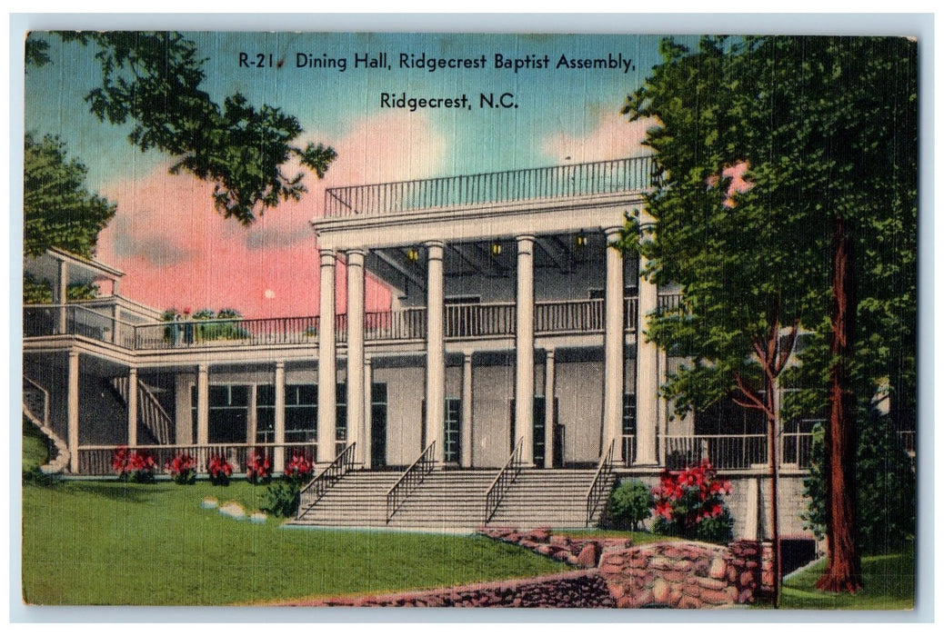 1959 Dining Hall View Ridgecrest Baptist Assembly Ridgecrest NC Posted Postcard