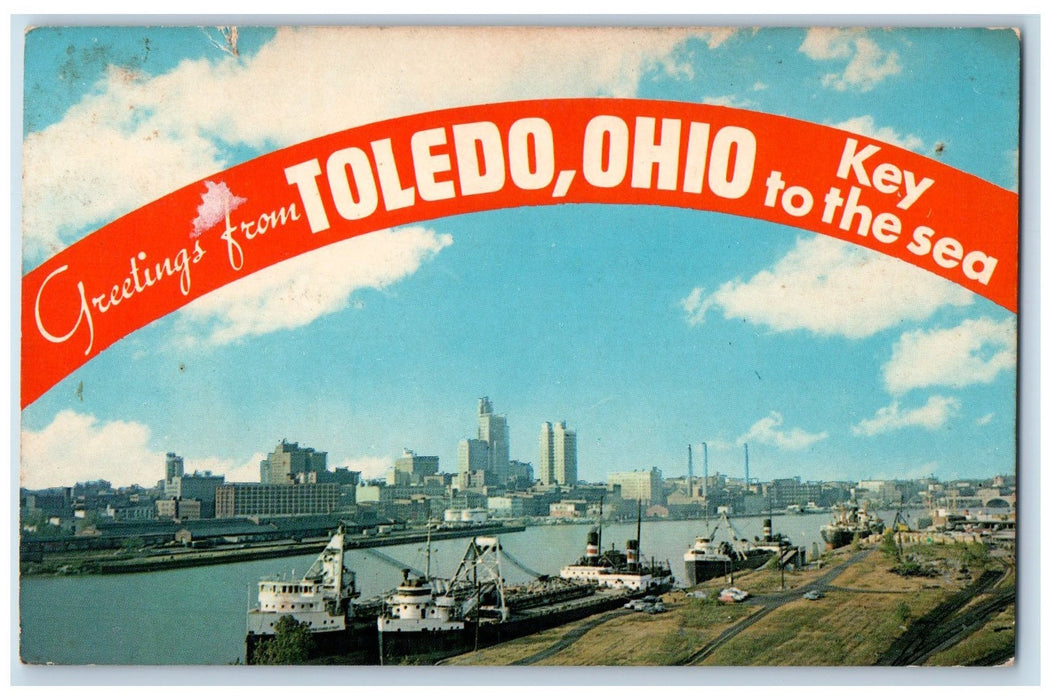 1968 Greetings From Toledo Ohio Key To The Sea Ohio OH Posted Vintage Postcard