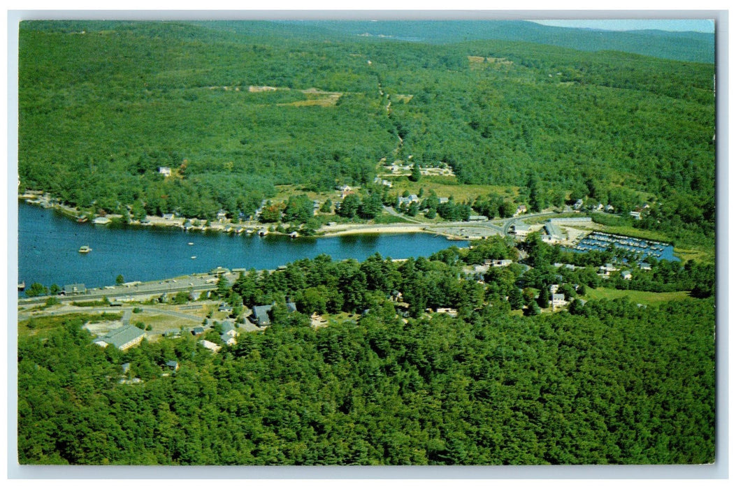 c1960's Aerial View Of Famous Vacations Spot Alton Bay New Hampshire NH Postcard