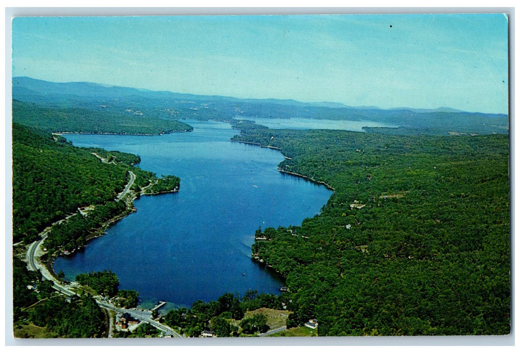 c1960's Sunapee Lake New Hampshire Aerial View Over Newbury NH Unposted Postcard