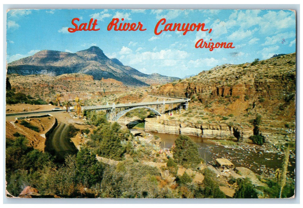 1960 Highway Bridge Scene Salt River Canyon Arizona AZ Posted Vintage Postcard