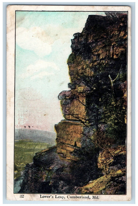 1911 Lover's Leap Scene Cumberland Maryland MD Posted Rock Formation Postcard