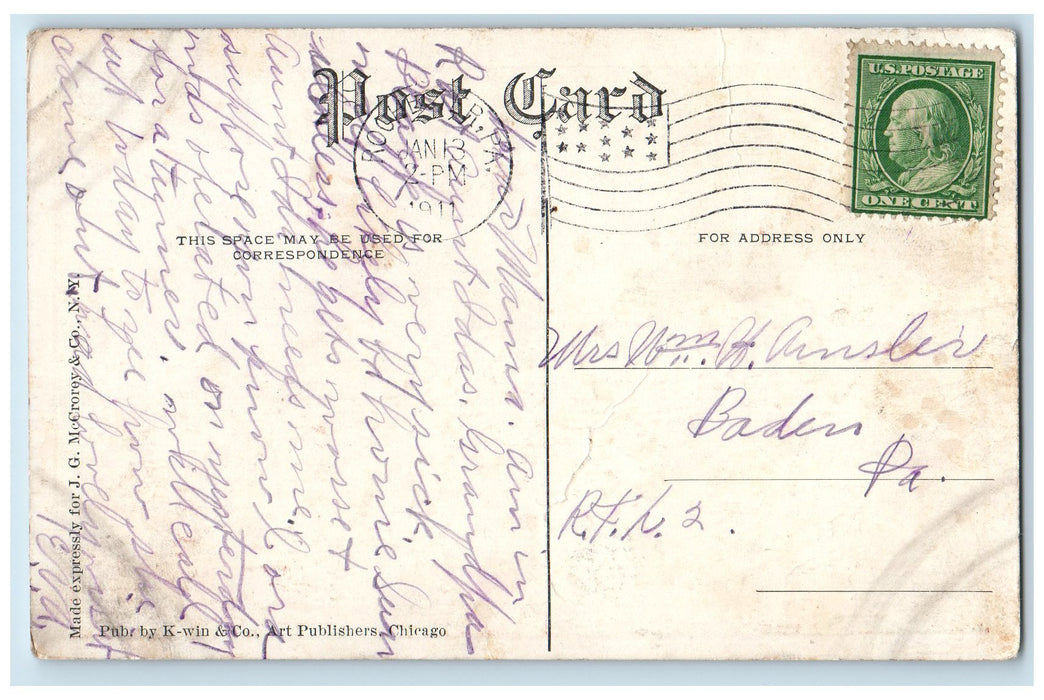 1911 Lover's Leap Scene Cumberland Maryland MD Posted Rock Formation Postcard