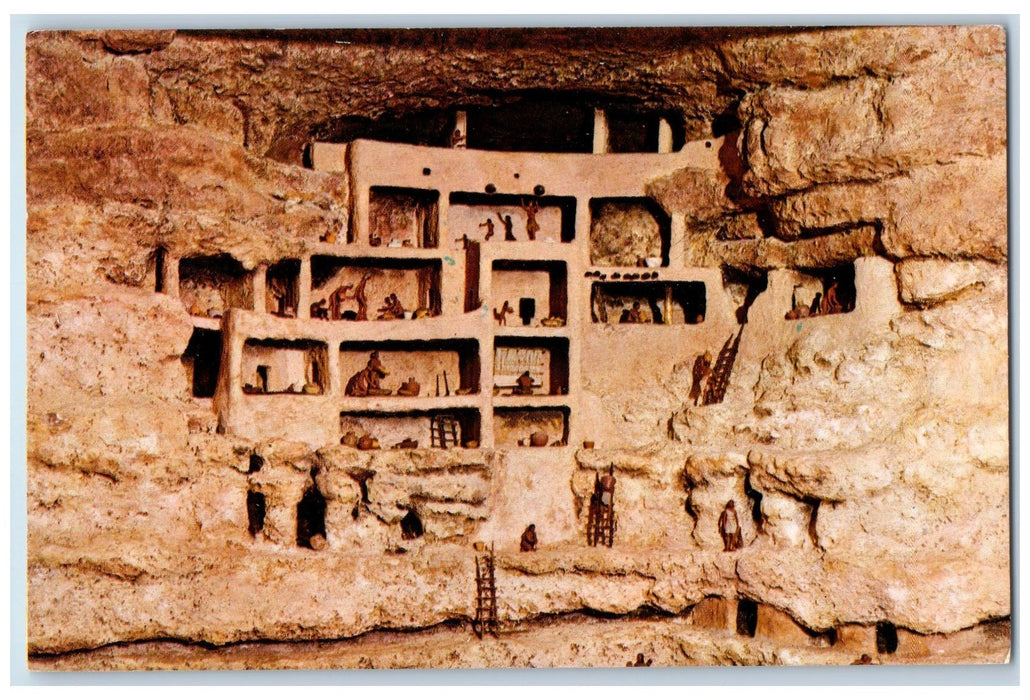 c1960's Montezuma Castle Diorama Scene Camp Verde Arizona AZ Unposted Postcard