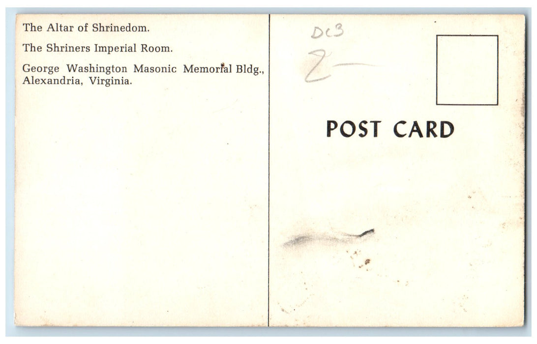c1960's Altar Of Shrinedom George Washington Masonic Memorial Bldg AZ Postcard