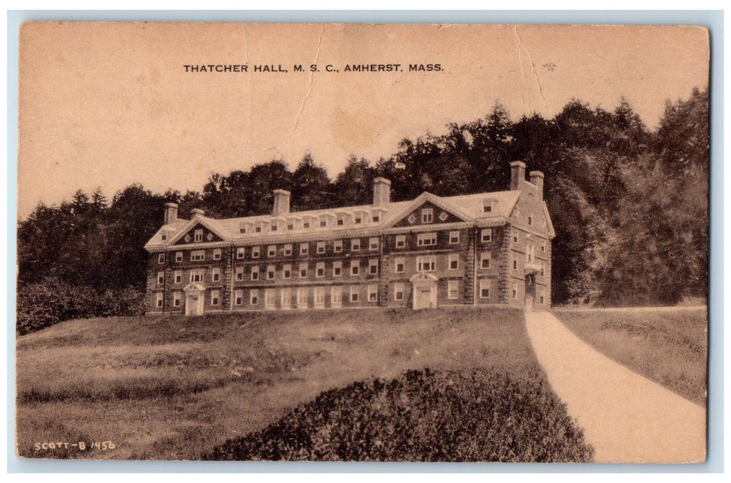 1915 Thatcher Hall MSC Exterior Scene Amherst Massachusetts MA Posted Postcard