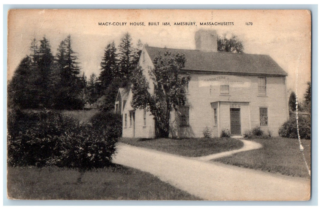 1957 Macy Colby House Exterior Scene Amesbury Massachusetts MA Posted Postcard