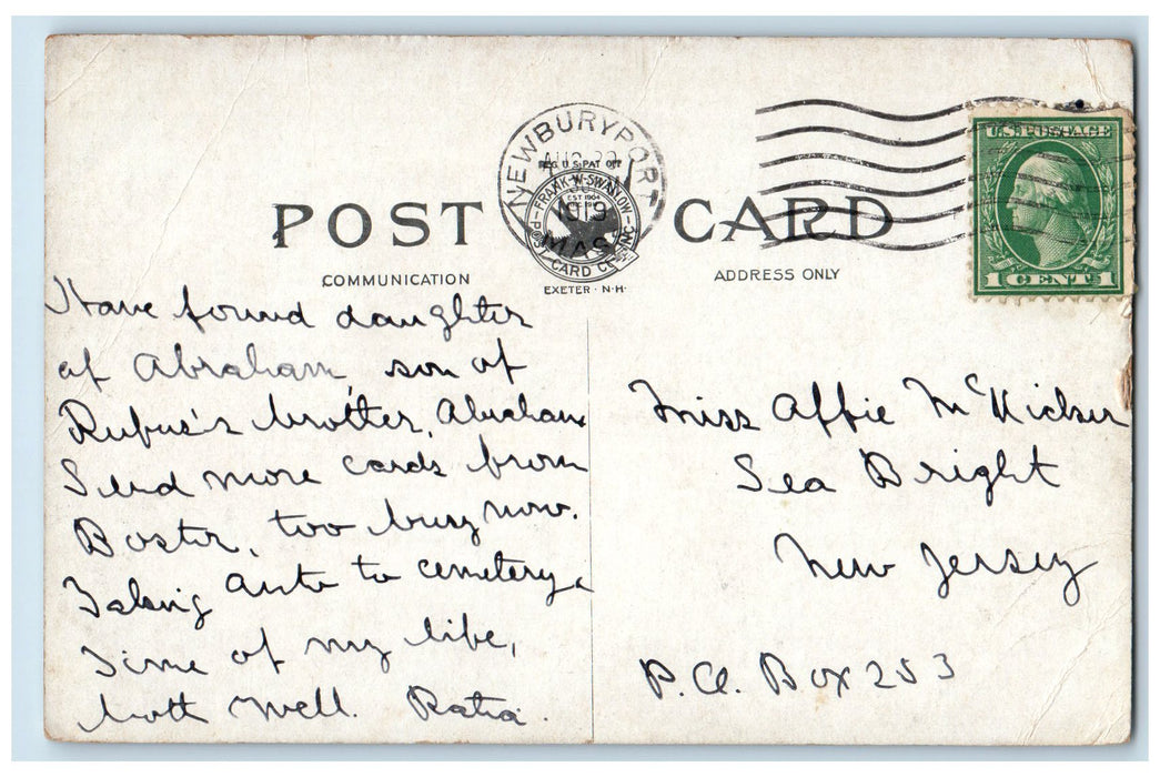 1919 New Chain Bridge Connecting Newburyport Amesbury Massachusetts MA Postcard