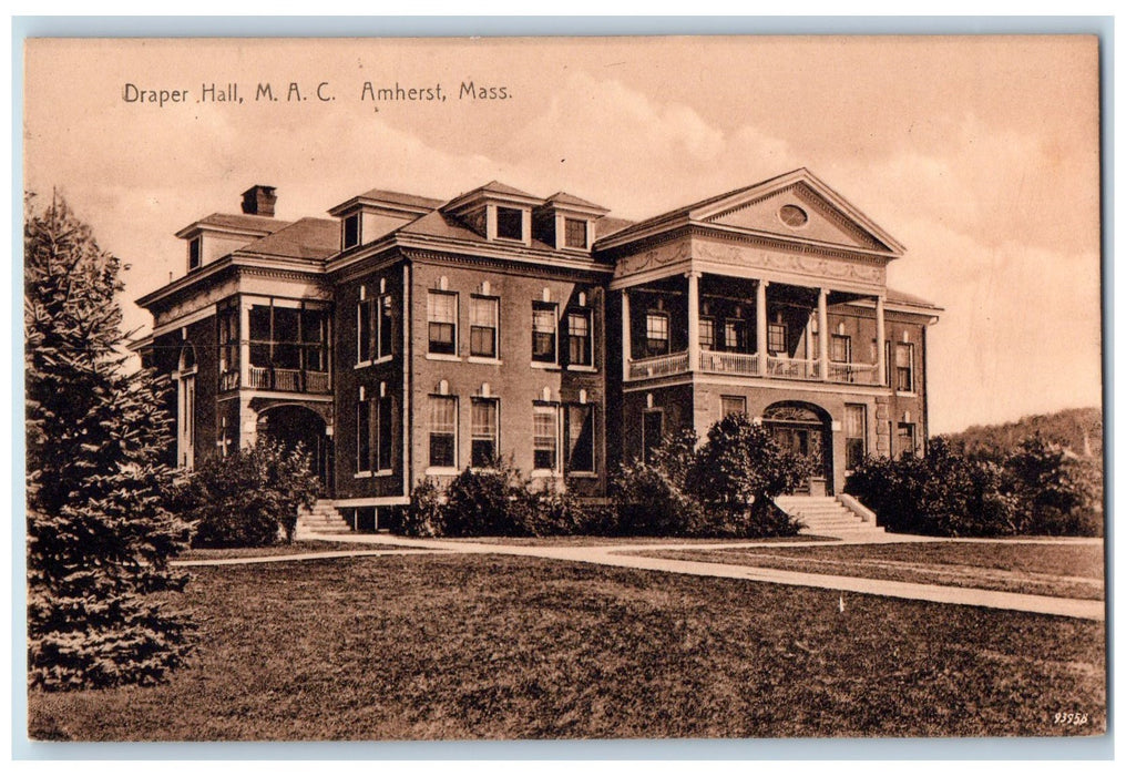 c1910's Draper Hall MAC Exterior View Amherst Massachusetts MA Unposted Postcard